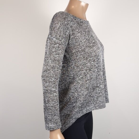 West Girls Slouchy Split Back Knit Top Heathered Long Sleeve Layered Sweater - Picture 10 of 12